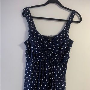 INC navy polka dot knee length dress